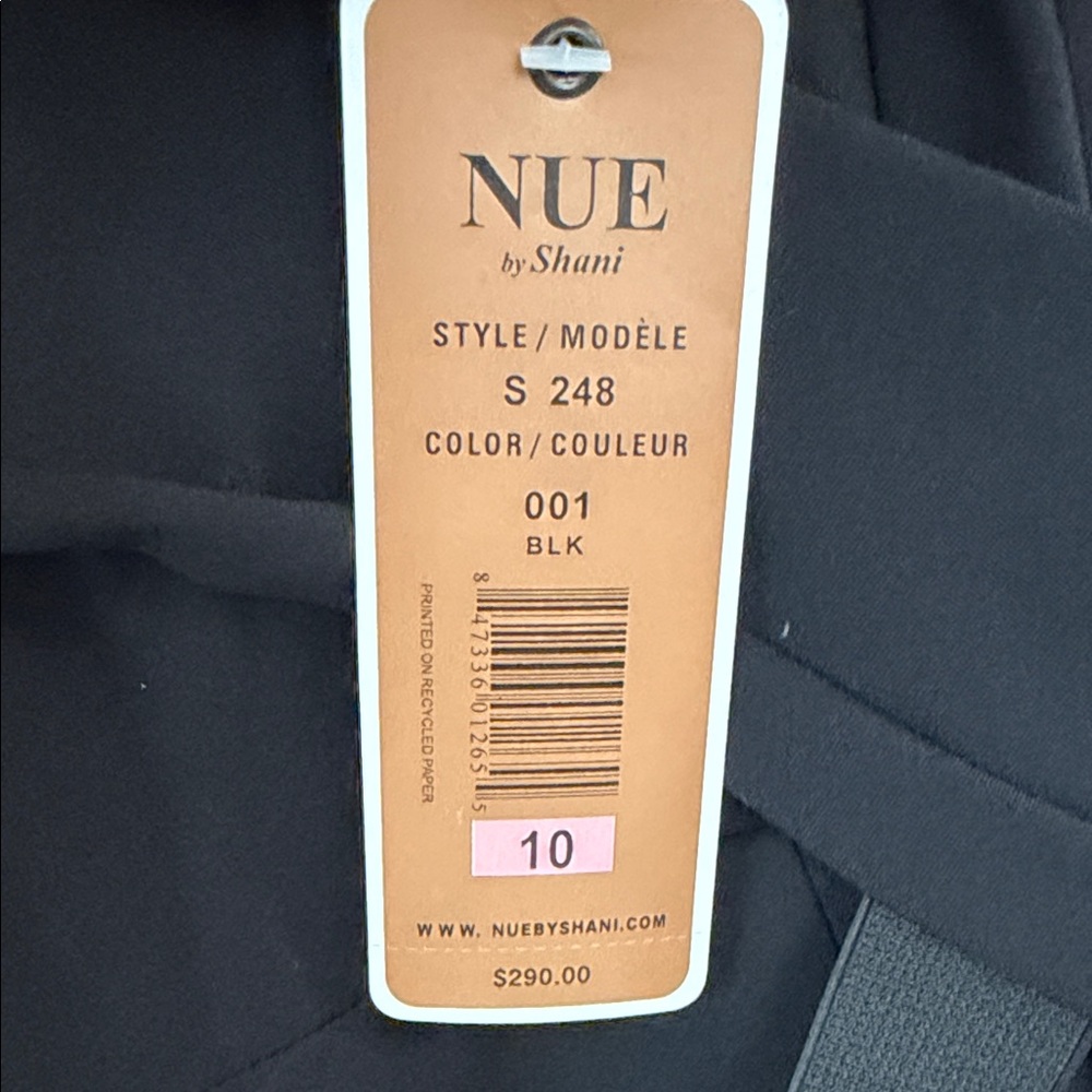 Nue by Shani Shapewear Lined Black V-Neck, Knit Sleeves Belted Midi Dress NWT - Picture 2 of 13